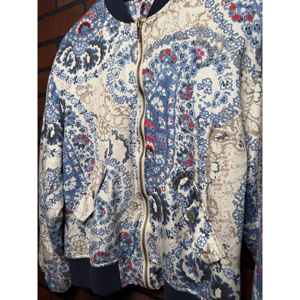 Free People Paisley‎ Floral Multicolored Zip Bomber Jacket Women's Size Small - Picture 4 of 5